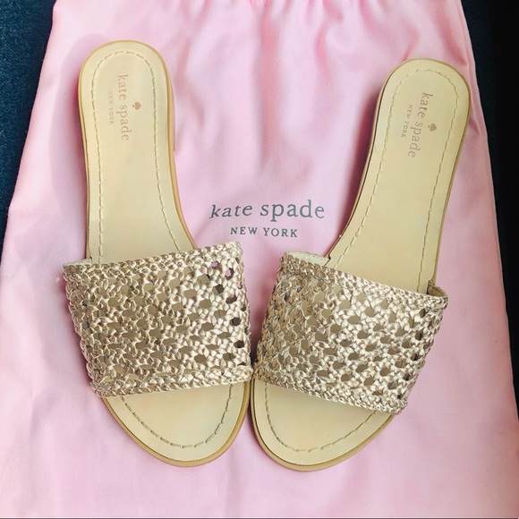 kate spade Shoes - KATE SPADE New York Berlin rose gold woven sandal sz 10M